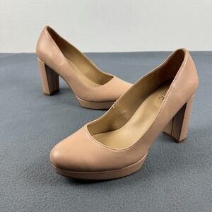 NATURALIZER Berlin Womens Comfort almond toe block heel pump shoe NUDE - 9.5 US